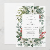 Sage Green Bountiful Winter Wedding Einladung (Vorne/Hinten)