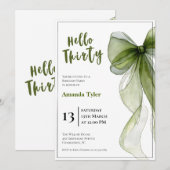 Sage Green Bow 30th Birthday Invitation Einladung (Vorne/Hinten)
