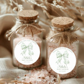 Sage Green Bow Baby Dusche Vielen Dank für Ihr Kom Runder Aufkleber