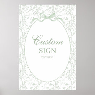 Sage Green Bow Baby Shower Bow Schild