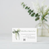 Sage Green Bow Baby Shower Registry Card Visitenkarte (Stehend Vorderseite)