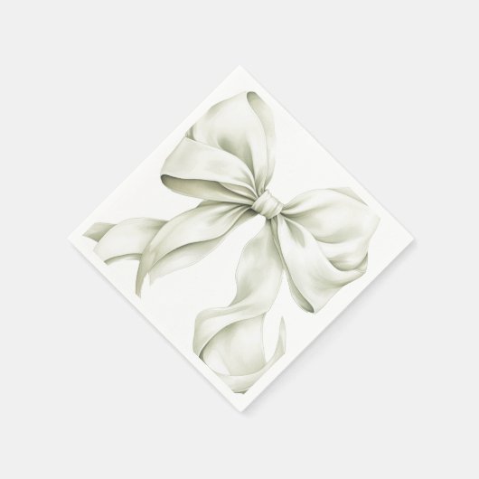 Sage Green Bow Baby Shower  Serviette (Ecke)