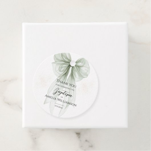 Sage Green Bow Baptisse Geschenkanhänger (Beispiel)
