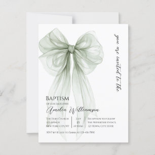 Sage Green Bow Baptisse Postkarte
