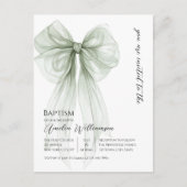 Sage Green Bow Baptisse Postkarte (Vorderseite)