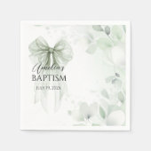 Sage Green Bow Baptisse Serviette (Vorderseite)