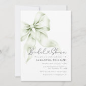 Sage Green Bow Bridal Dusche Einladung (Vorderseite)