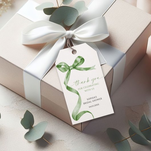 Sage Green Bow Dusche Gefallen Geschenkmarke Geschenkanhänger