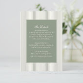 Sage Green Bow Frame Wedding Details Begleitkarte (Stehend Vorderseite)