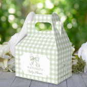 Sage Green Bow Gingham Baby Dusche Geschenkschachtel