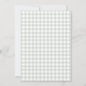 Sage Green Bow Gingham Baby Shower Einladung (Rückseite)