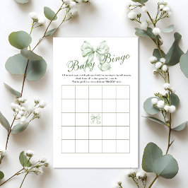 Sage Green Bow Girl Babydusche Geschenk Bingo