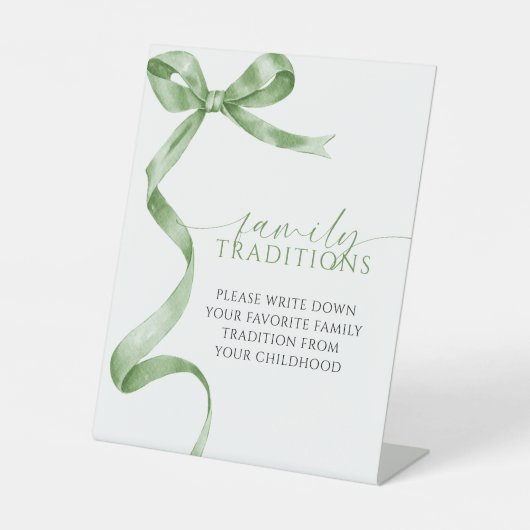 Sage Green Bow Lieblings Familie Tradition Spiel Sockelschild (Vorderseite)