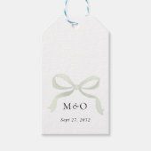 Sage Green Bow Monogram Thank You Message Wedding Geschenkanhänger (Vorderseite)