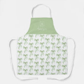 Sage Green Bow Pattern Monogram Personalized Schürze (Vorderseite)
