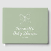 Sage Green Bow Personalisiert Baby Showbook Gästebuch (Vorderseite)