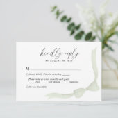 Sage Green Bow Ribbon Menu Choice Wedding RSVP (Stehend Vorderseite)