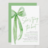 Sage Green Bow Sie bindet das Brautparty des Knote Einladung (Vorne/Hinten)