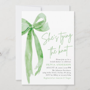 Sage Green Bow Sie bindet das Brautparty des Knote Einladung