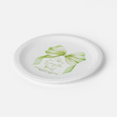 Sage Green Bow Sie bindet das Brautparty des Knote Pappteller (Schrägansicht)