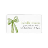 Sage Green Bow Sie bindet die Knot-Adresse Adressaufkleber (Vorne)