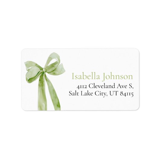 Sage Green Bow Sie bindet die Knot-Adresse Adressaufkleber (Vorne)