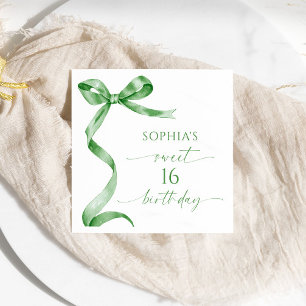 Sage Green Bow Sweet 16 Geburtstagsparty Serviette