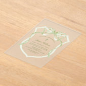 Sage Green Bow Wappen Taufe Acryleinladungen (Ablage )