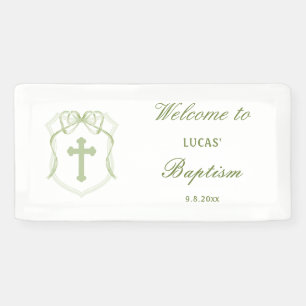 Sage Green Bow Wappen Taufe Banner