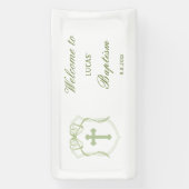 Sage Green Bow Wappen Taufe Banner (Vertikal)