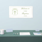 Sage Green Bow Wappen Taufe Banner (Messe)