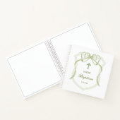 Sage Green Bow Wappen Taufe Gästebuch Notizblock (Innenseite)