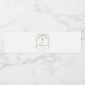 Sage Green Bow Wappen Taufe Wasserflaschenetikett (Einzelnes Label)