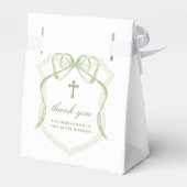Sage Green Bow Wappen Taufe Zelt Geschenkschachtel (Rückseite)