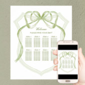 Sage Green Bow Wappen Taufkarte Poster