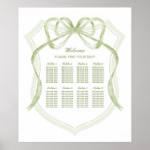 Sage Green Bow Wappen Taufkarte Poster (Vorne)