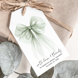 Sage Green Bow Watercolor Bridal Shower Thank You Geschenkanhänger