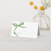 Sage Green Bow Wedding Platzkarte (Vorderseite)