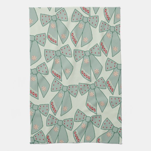 Sage Green Bows Geschirrtuch (Vertikal)