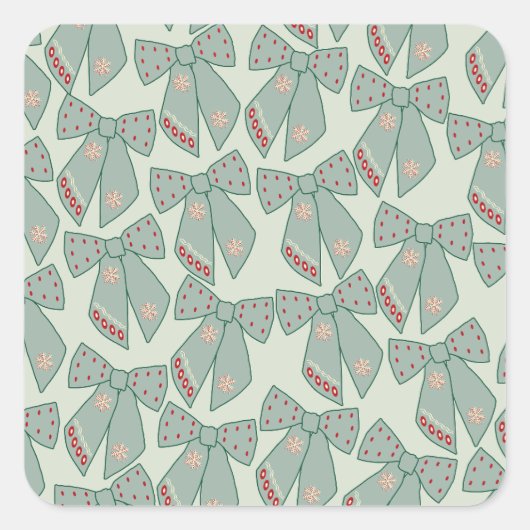 Sage Green Bows Quadratischer Aufkleber (Vorderseite)