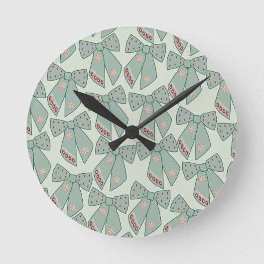 Sage Green Bows Runde Wanduhr (Vorderseite)