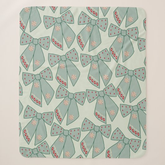 Sage Green Bows Sherpadecke (Vorderseite)