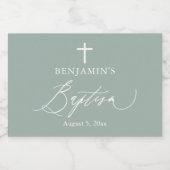 Sage Green Boy Baptism Mini Sparkling Weinflasche Schaumweinetikett (Einzelnes Label)