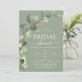 Sage Green Brautparty Botanischer Eukalyptus Boho Einladung (Stehend Vorderseite)