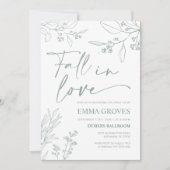 Sage Green Brautparty Fall in Liebe Einladung (Vorderseite)
