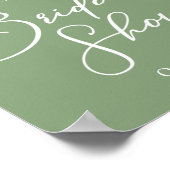 Sage Green Brautparty Personalisiert White Script Poster (Ecke)