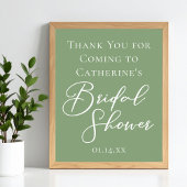 Sage Green Brautparty Personalisiert White Script Poster