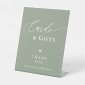 Sage Green Brautparty Script Cards und Geschenke Sockelschild (Vorderseite)
