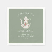 Sage Green Brautparty Tee Party Serviette (Vorderseite)