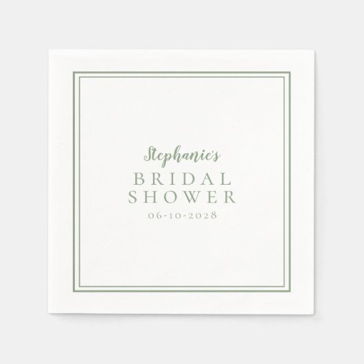 Sage Green Brautparty Wedding Simple Modern Serviette (Vorderseite)